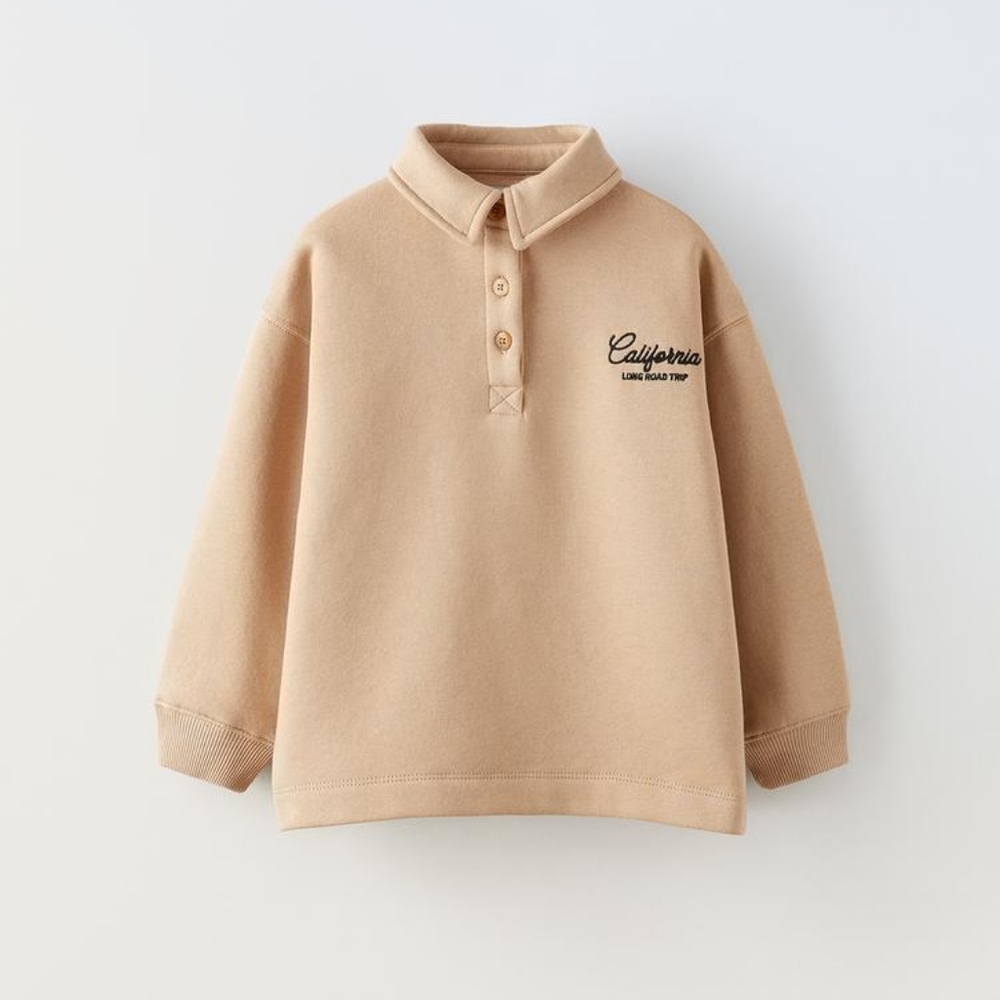 ZARA KIDS EMBROIDERED POLO SWEATSHIRT